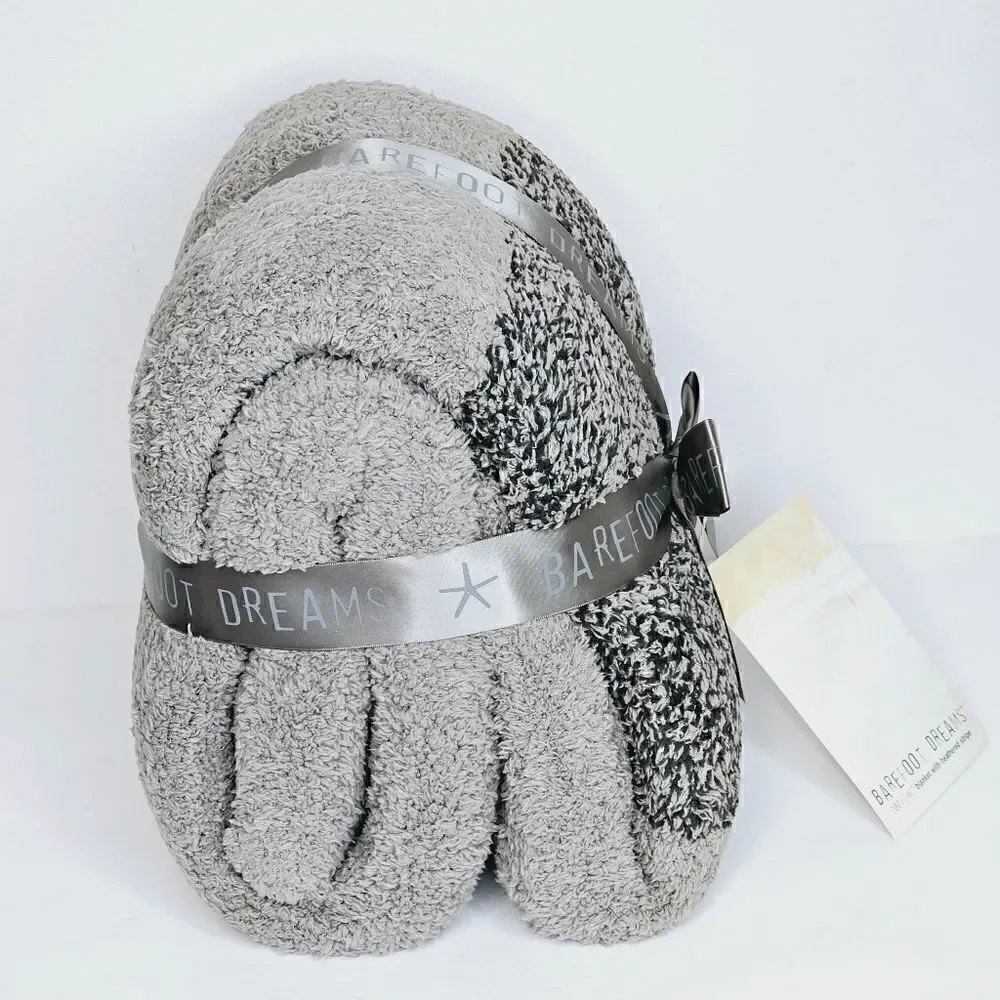 New! Barefoot Dreams CozyChic Blanket Heather Stripe Warm Grey Carbon Throw